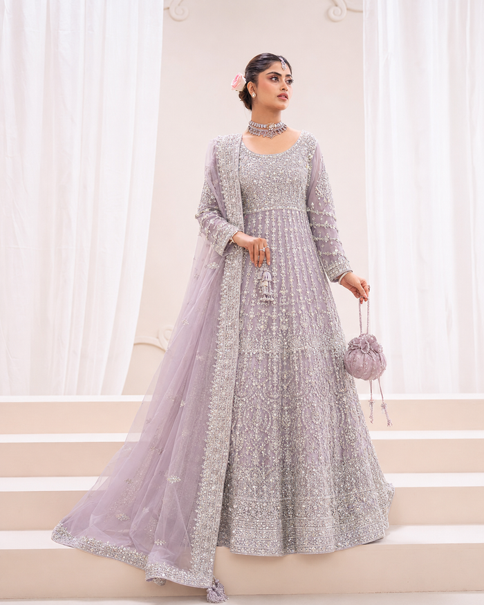 Gorgent Light Mouf Bridal Maxi with Silver Work — SKU P 5012