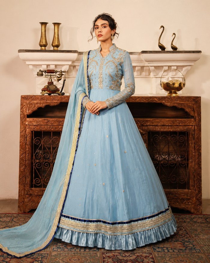 Gorgent Stone Feroza Party Wear Maxi — SKU P 5026