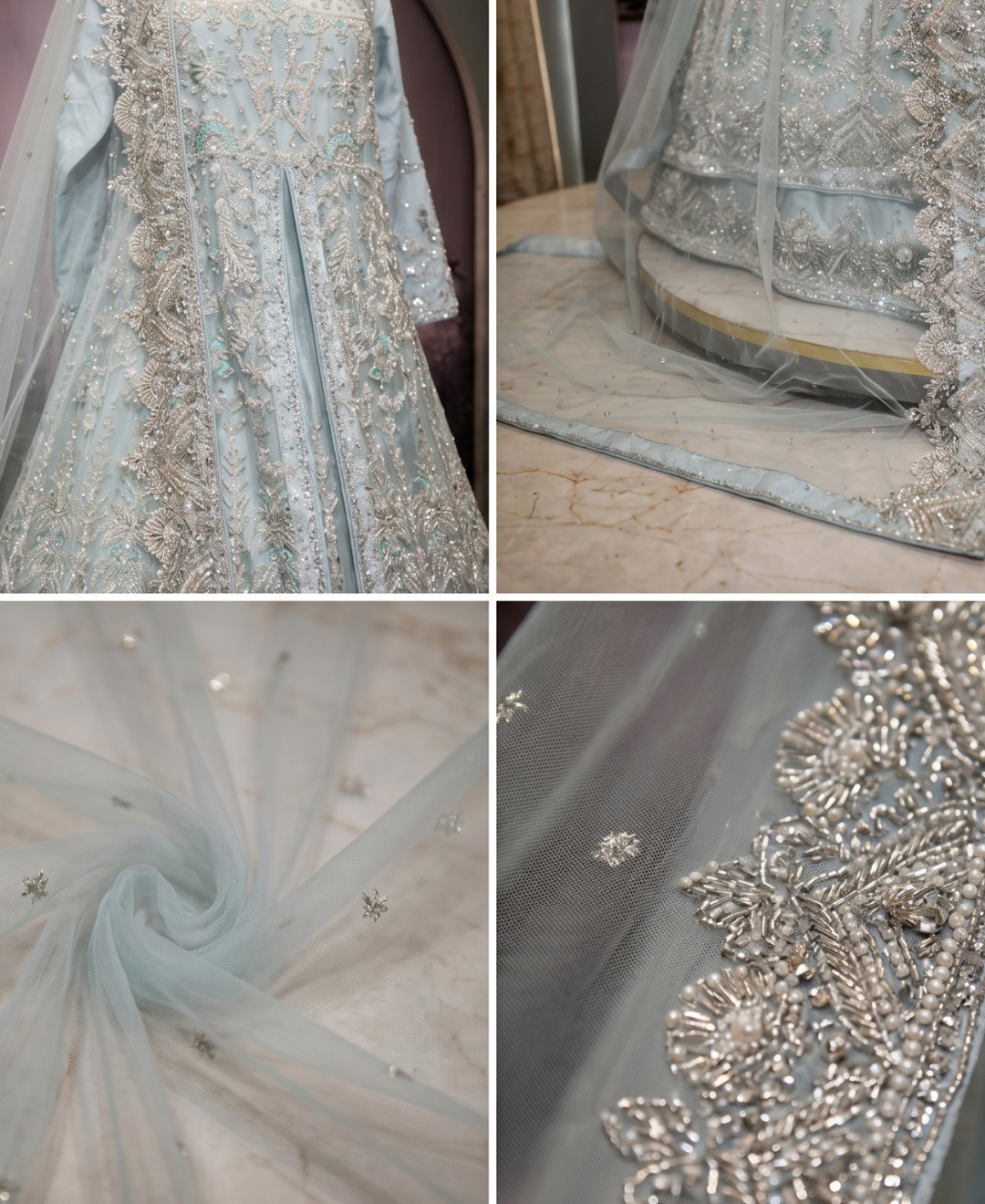 Gorgent Ice Blue Bridal Maxi Open Gown — SKU P 5011