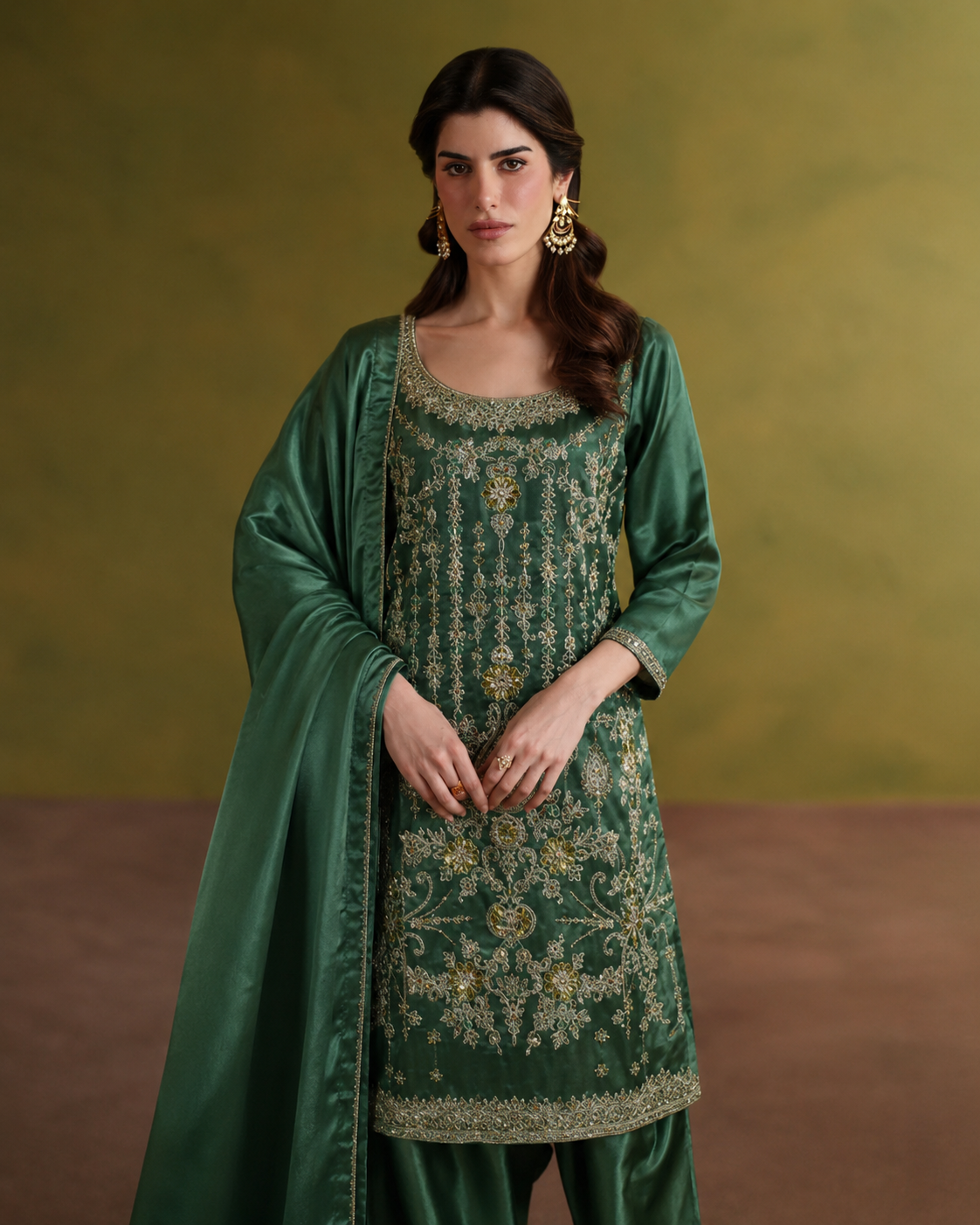 Gorgent Green Silk Formal Shirt — SKU P 5105