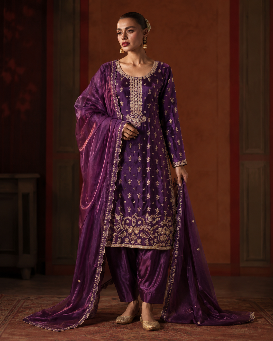 Gorgent Plum Silk Formal Shirt — SKU P 5104