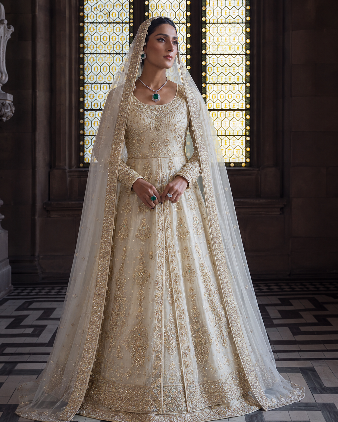 Gorgent Skin Golden Bridal Maxi Open Gown — SKU P 5016