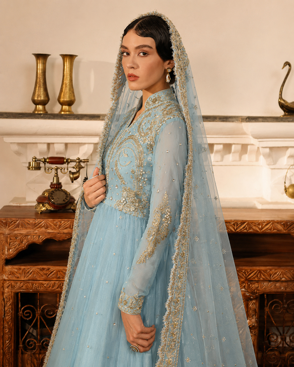 Gorgent Stone Feroza Party Wear Maxi — SKU P 5026