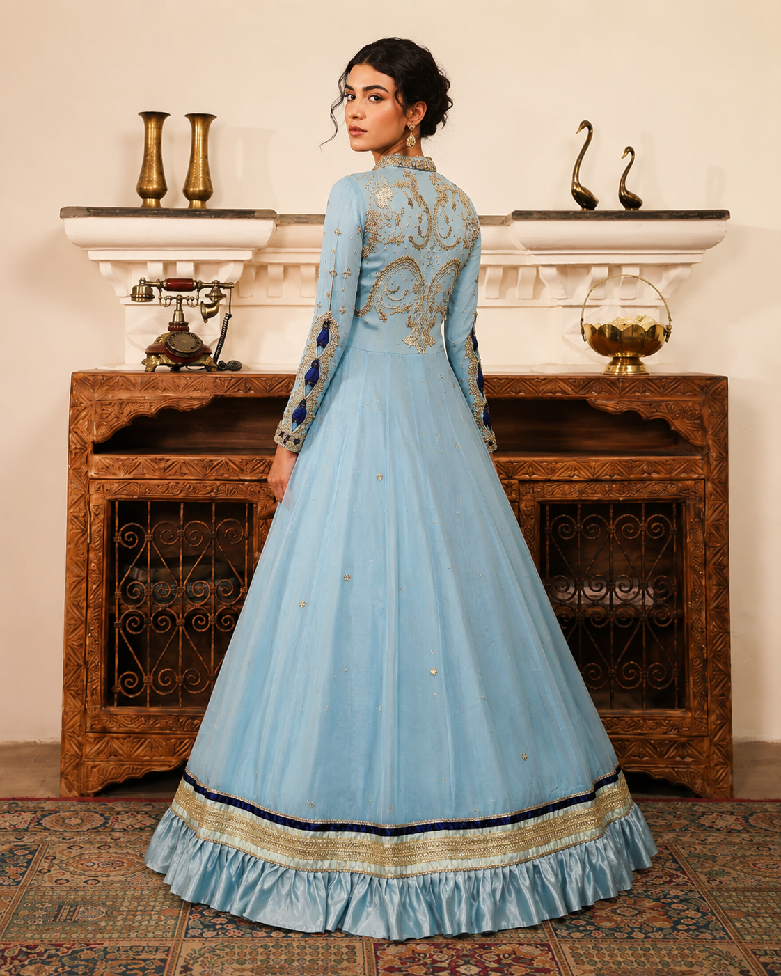 Gorgent Stone Feroza Party Wear Maxi — SKU P 5026