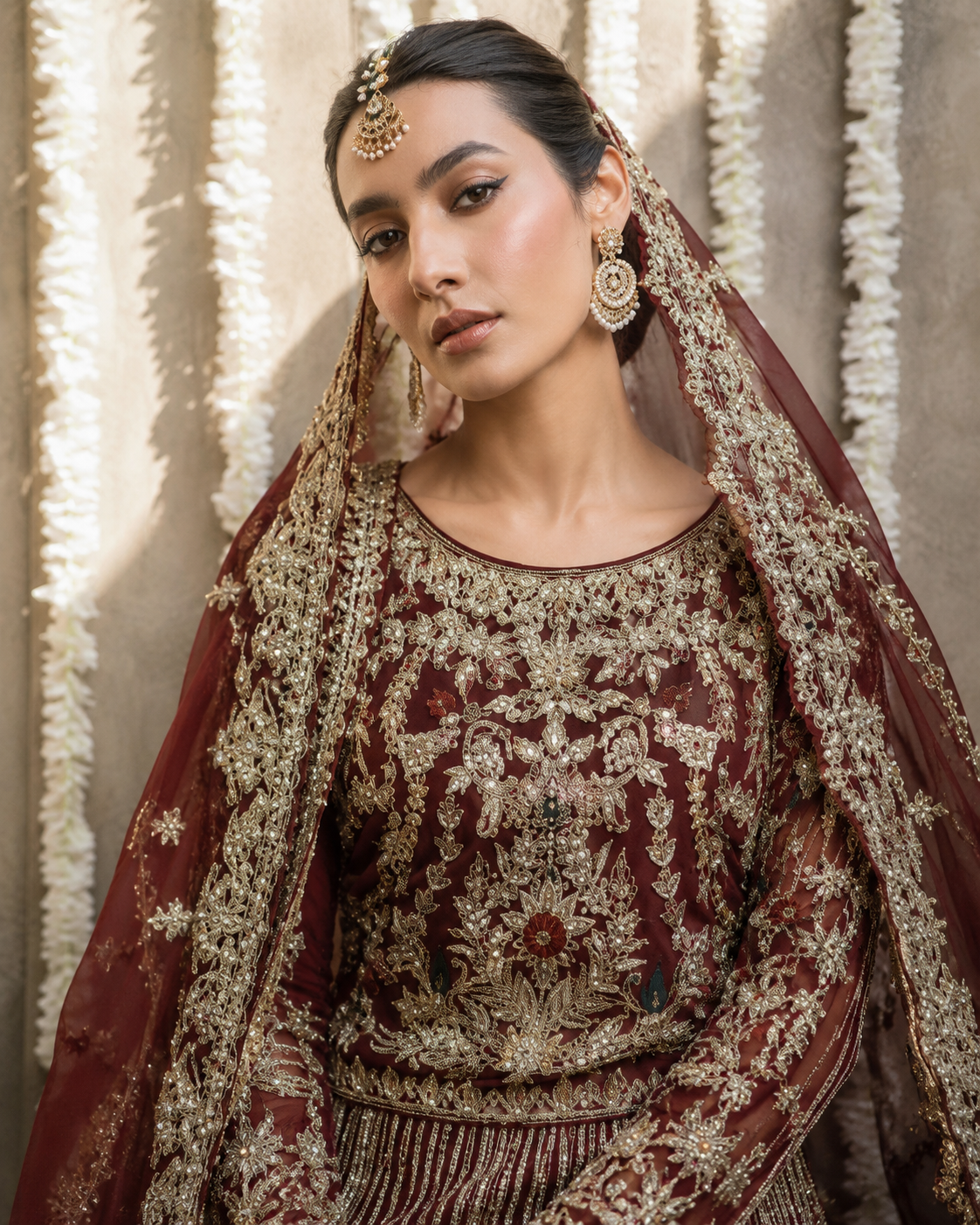 Gorgent Blood Red Velvet Bridal Lehenga with Golden Work — SKU P 5037
