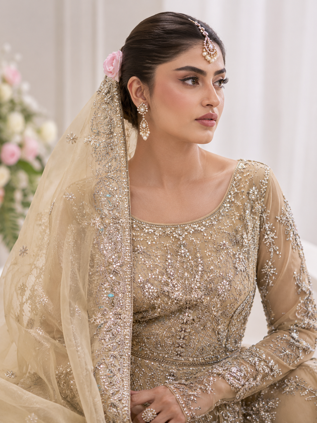 Gorgent Golden Bridal Maxi with Silver Work — SKU P 5040
