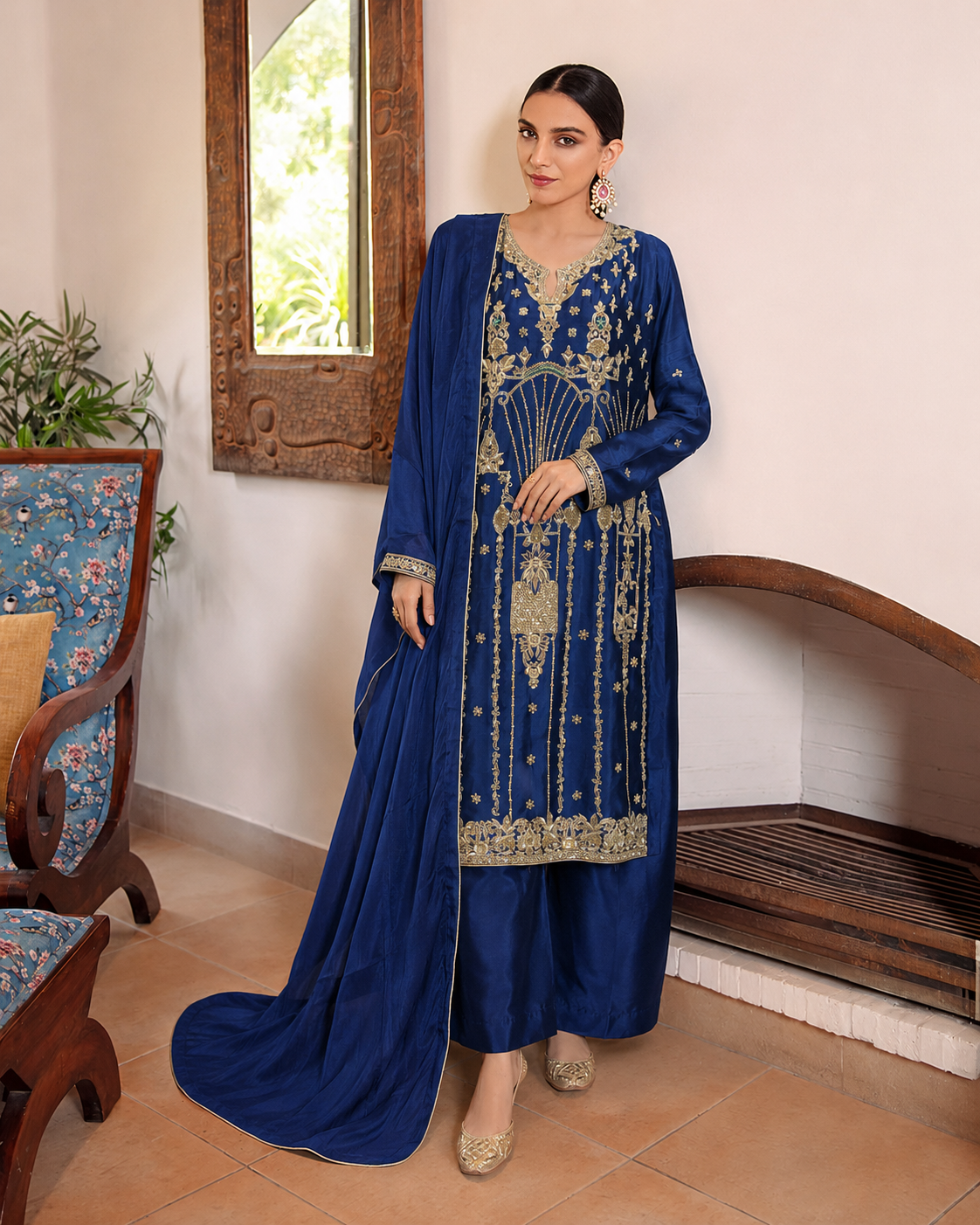 Gorgent Blue Silk Formal Shirt — SKU P 5101