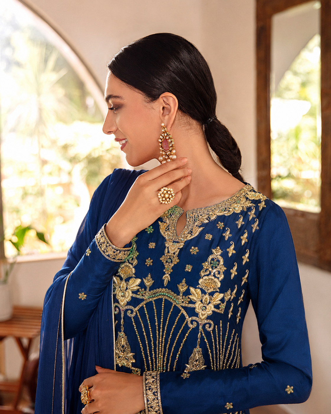 Gorgent Blue Silk Formal Shirt — SKU P 5101