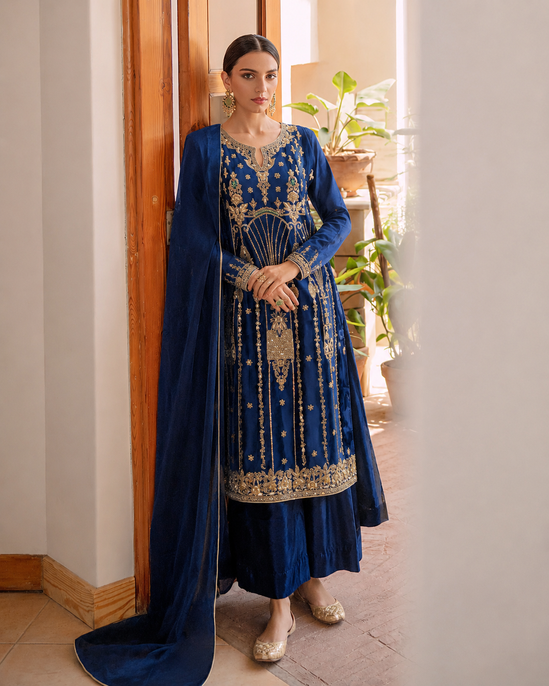 Gorgent Blue Silk Formal Shirt — SKU P 5101