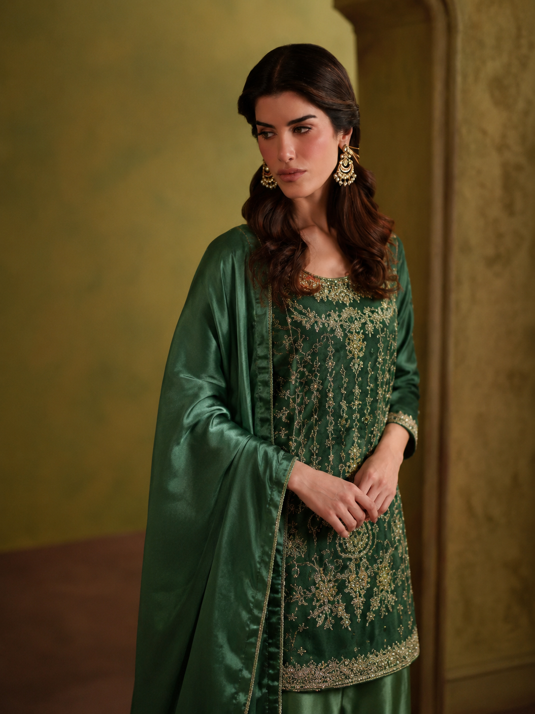 Gorgent Green Silk Formal Shirt — SKU P 5105